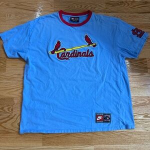 Vintage St.Louis Cardinals Nike T-Shirt Cooperstown Collection Stitched BabyBlue